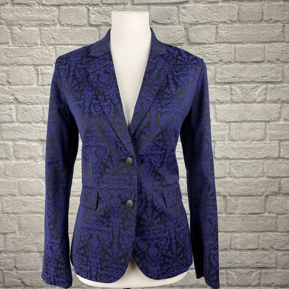 Chico's Jackets & Blazers - Chico's Blue Brocade Stretch Blazer